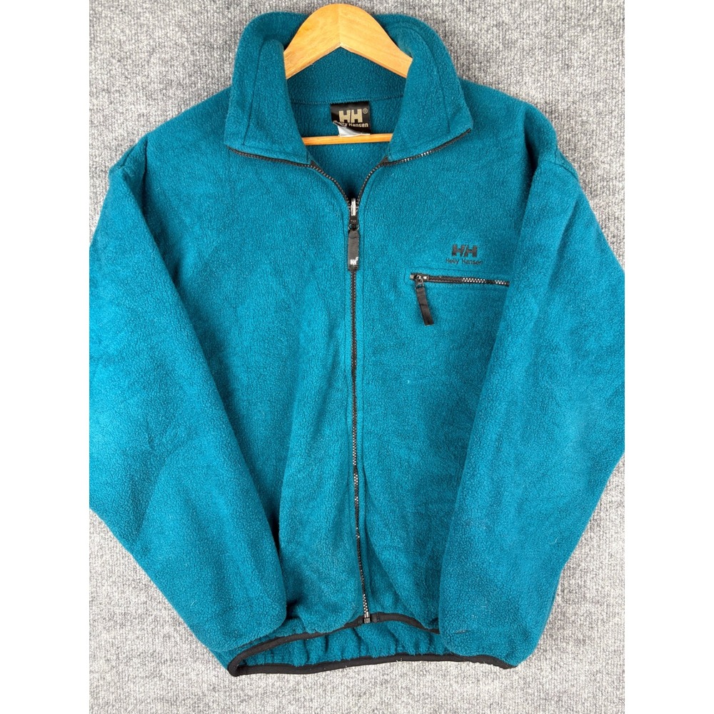 Vintage 90s Helly Hansen‎ High Pile Fleece Teal Jacket Size Small Full Zip